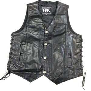FMC Moto Western Concealed Carry Leather Side Laced Vest Sz XL EUC Vtg